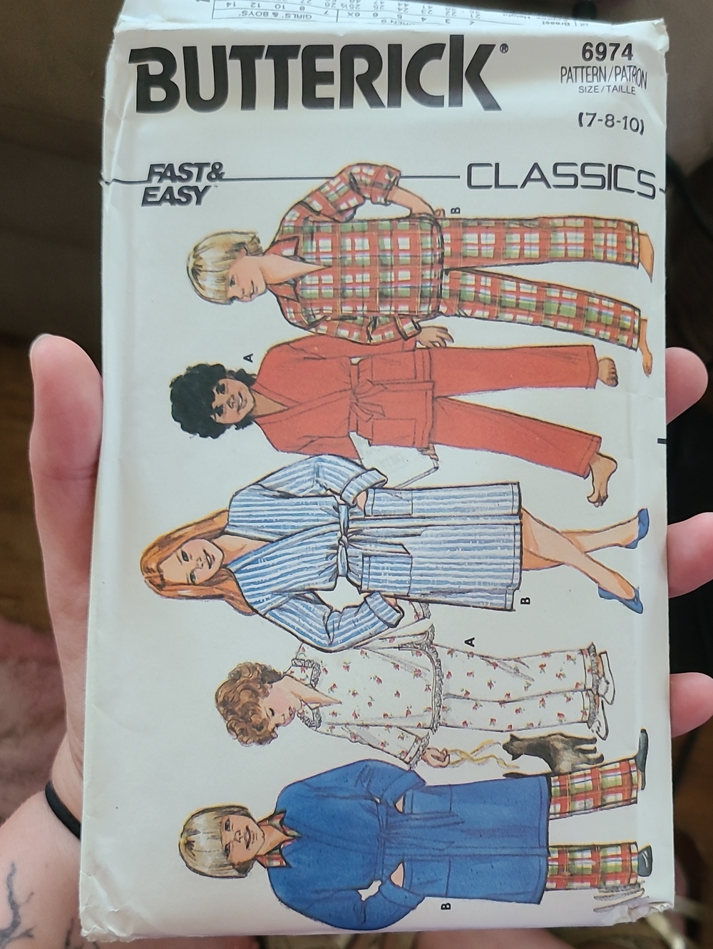 vintage 1984 Butterick 6974 child's pajama pattern